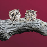 White Finish Zircon Stud Earrings In 925 Sterling Silver